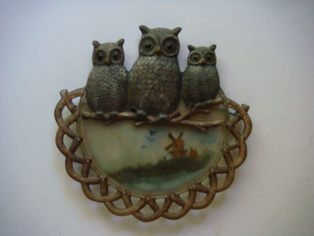 Owl Plate - Cold Painted Decoration 
