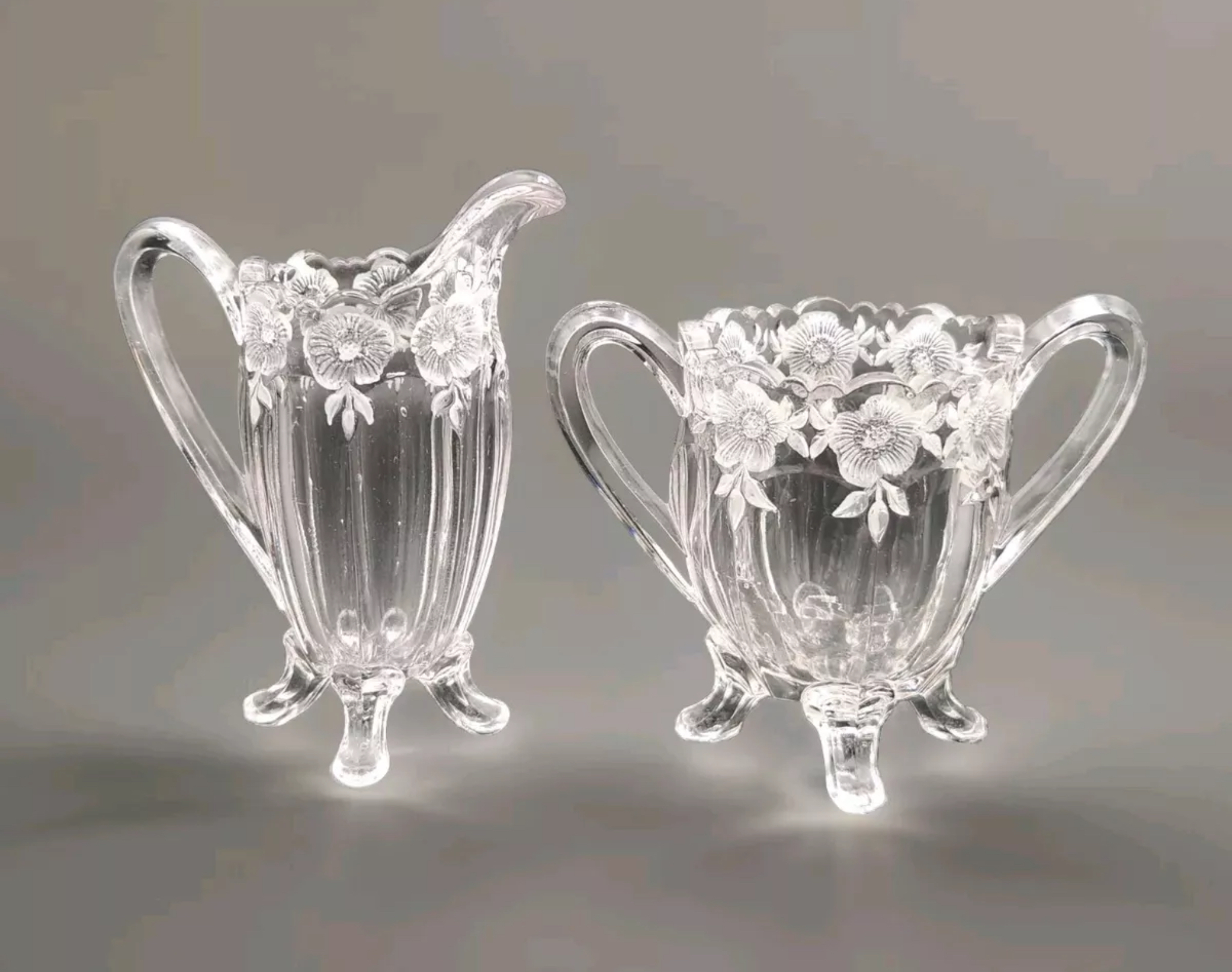 Floral Colonial Creamer and Sugar