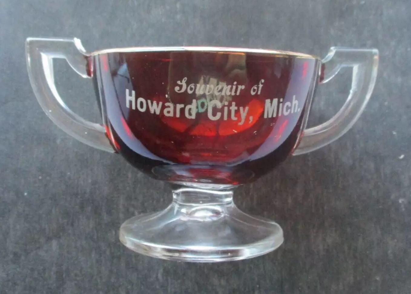 Colonial Two=Handled Sugar Ruby Stained