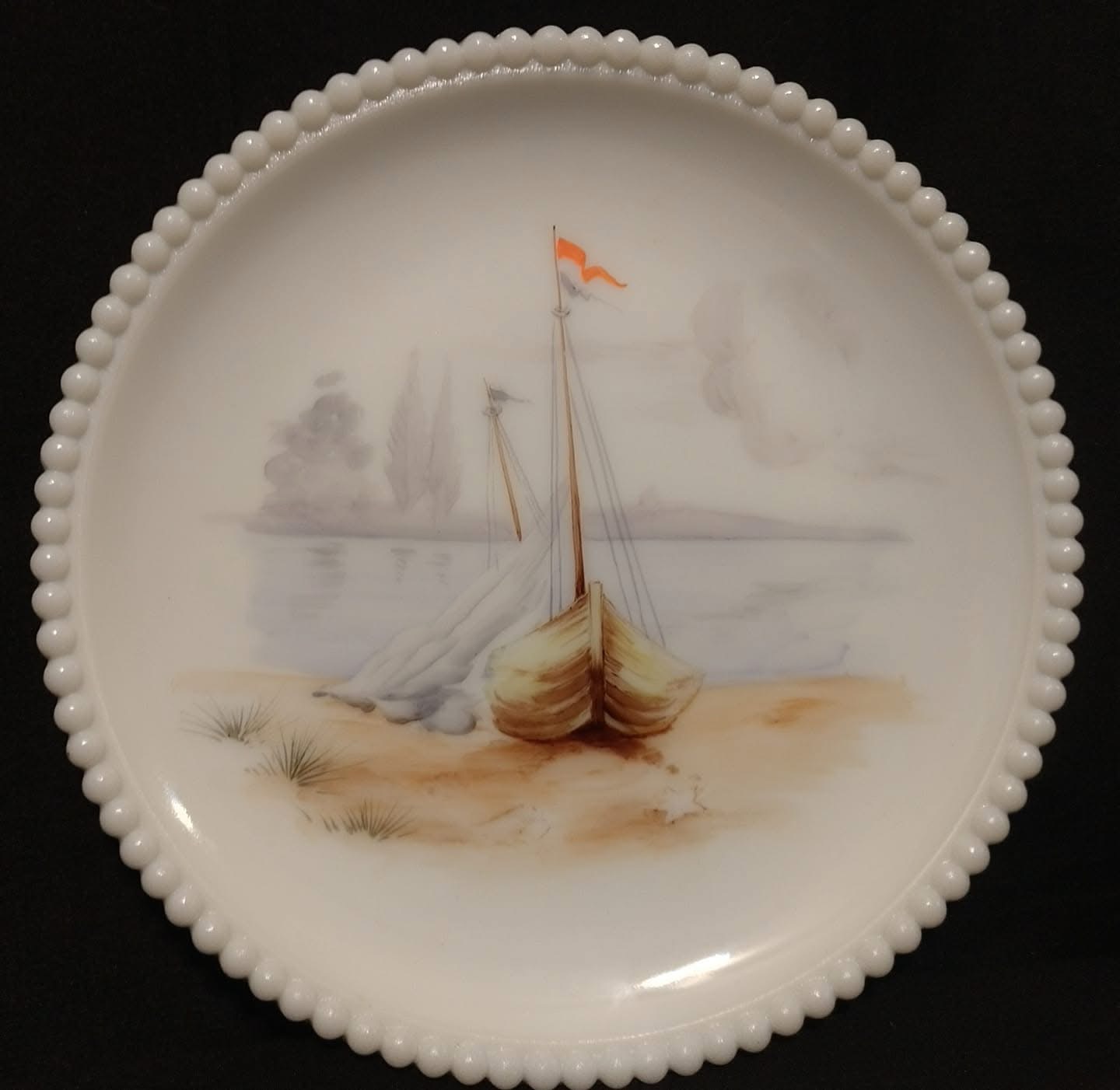 Beaded Edge Plate Sailing Ship
