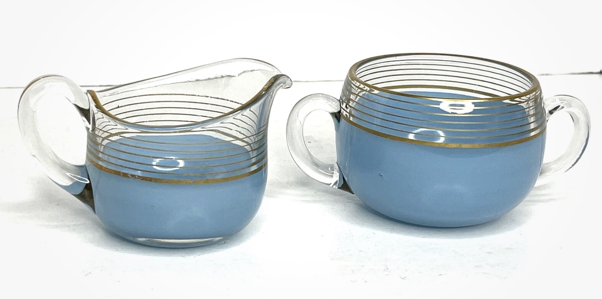 1208 Creamer and Sugar Blue Cased with Black Lines