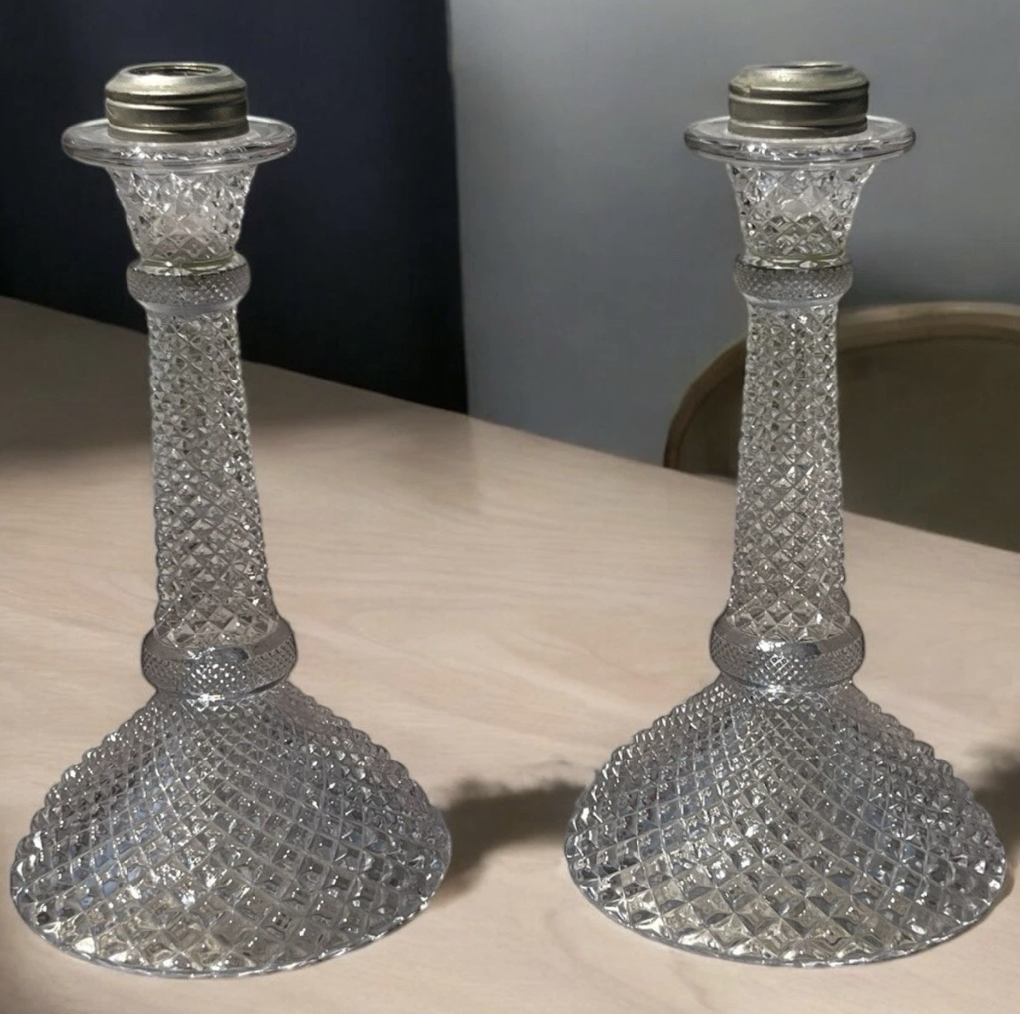 English Hobnail Electric Lamps
