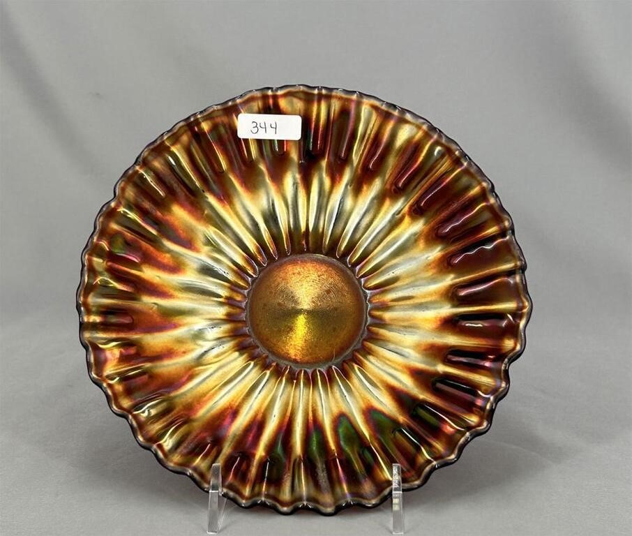 Smooth Rays 6" Crimped Edge Plate Amethyst Carnival