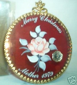 Ornament Ruby Floral "Merry Christmas Mother 1979"