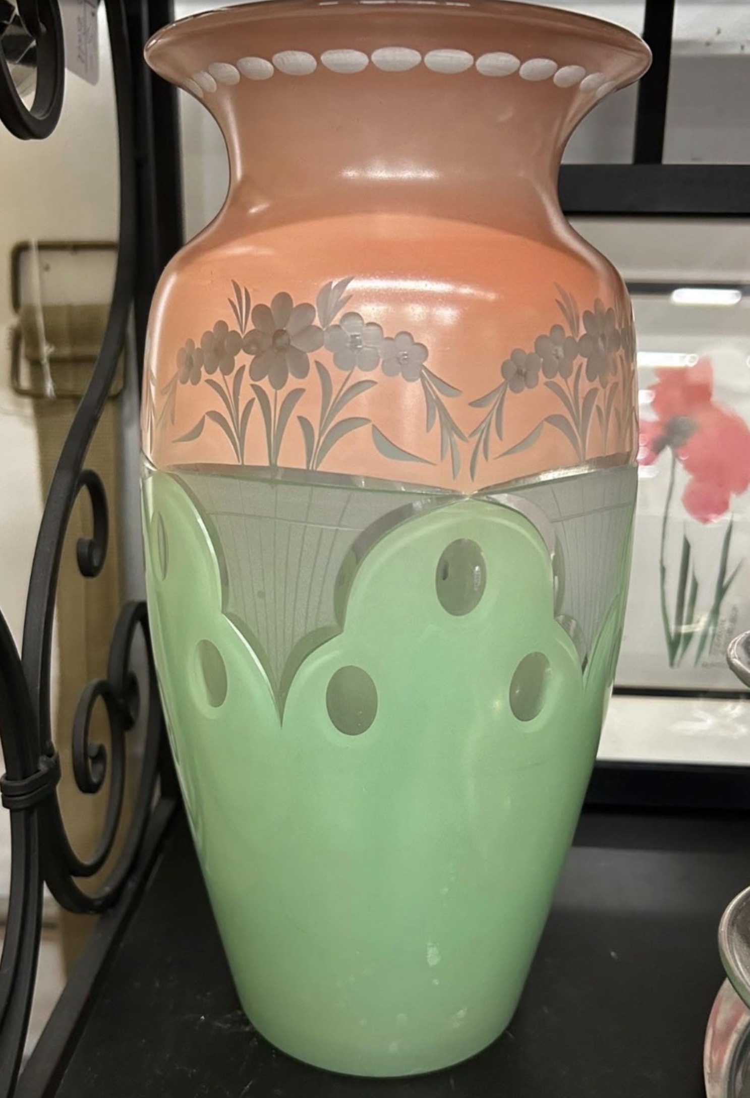 Egyptian Vase Pink and Green Cased