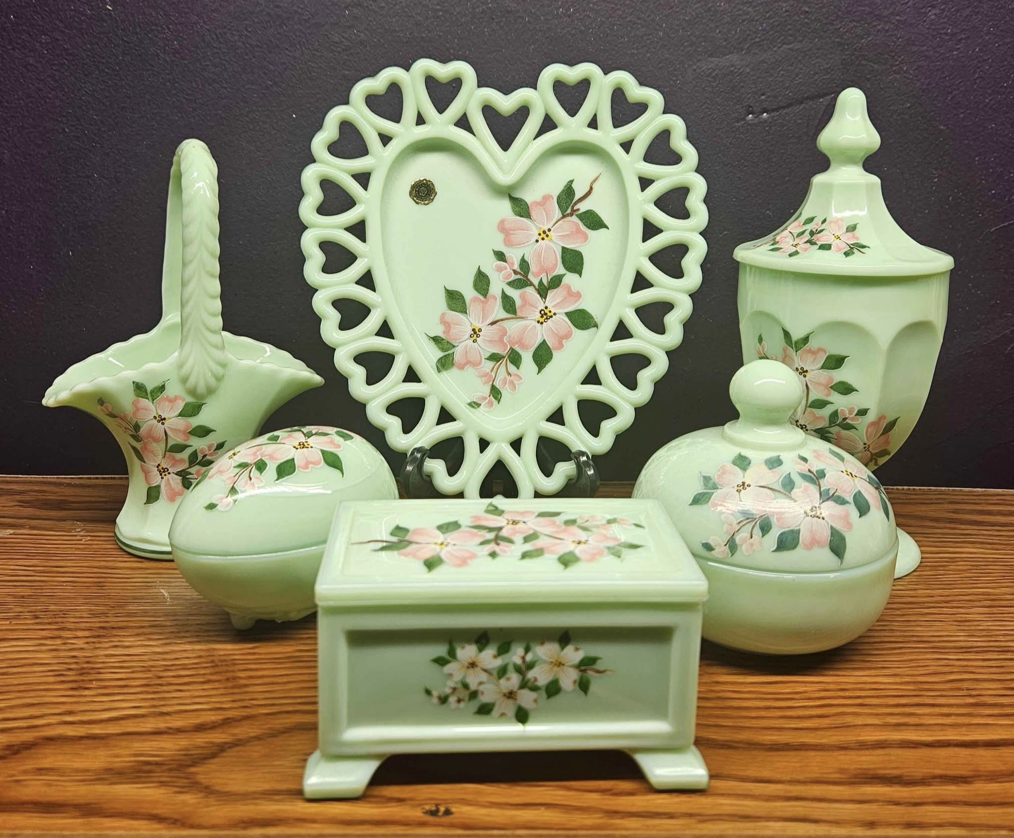 Pink Dogwood on Mint Green
