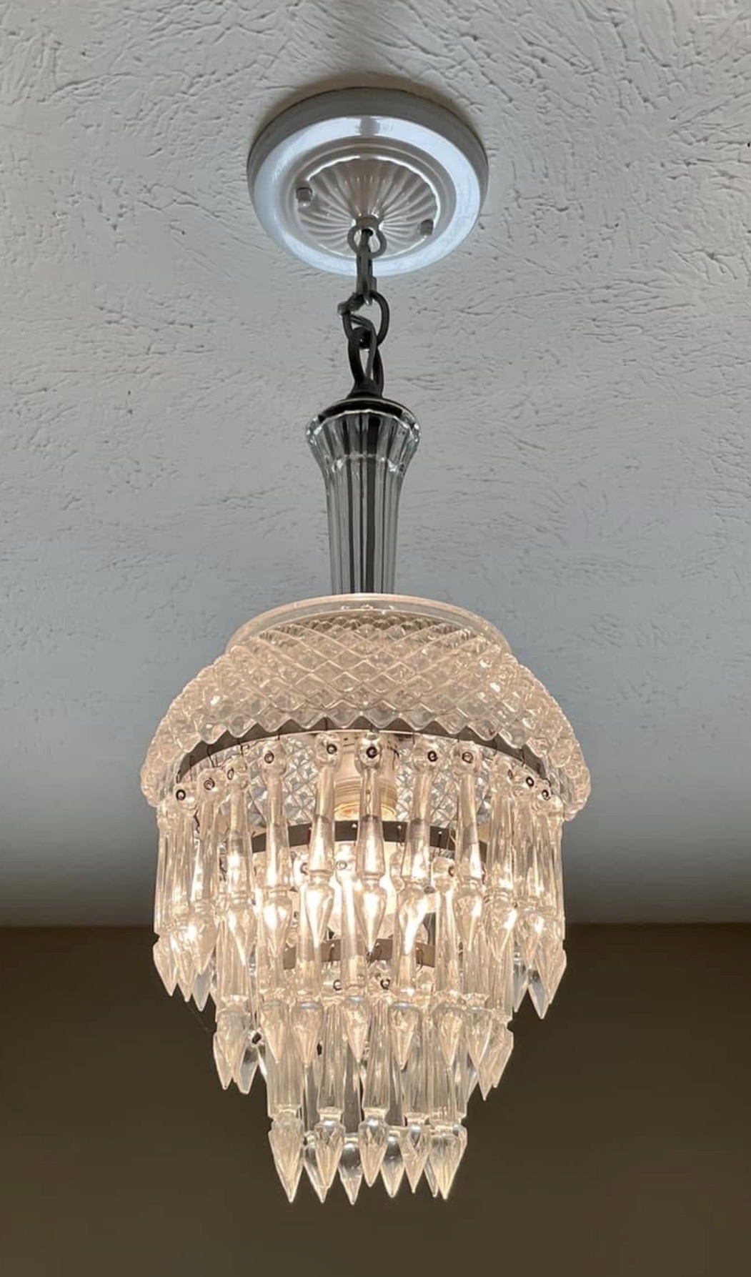 English Hobnail Chandelier Small