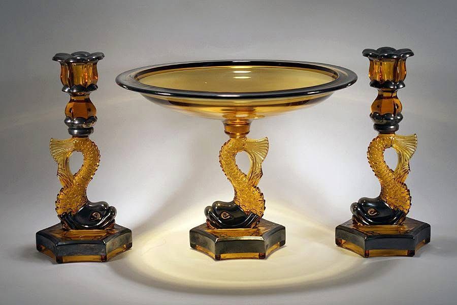 Dolphin Console Set Amber with Rockwell Sterling Overlay 