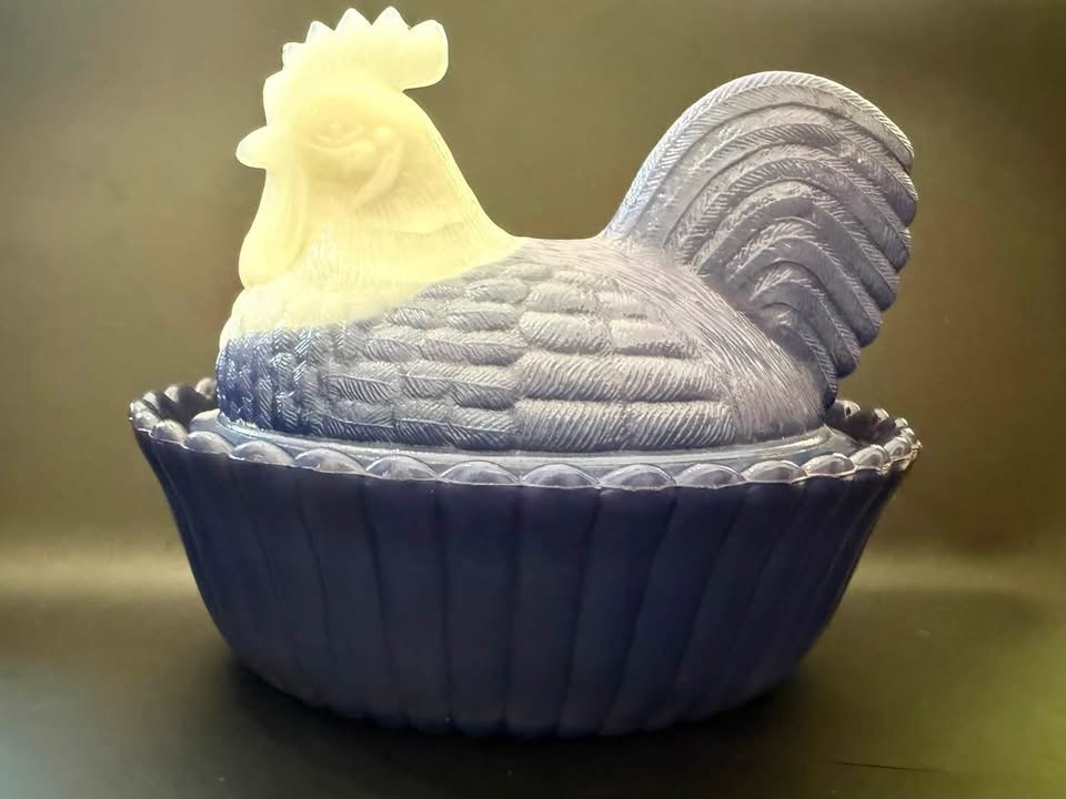Rooster on Basketweave Base Purple Base White Head