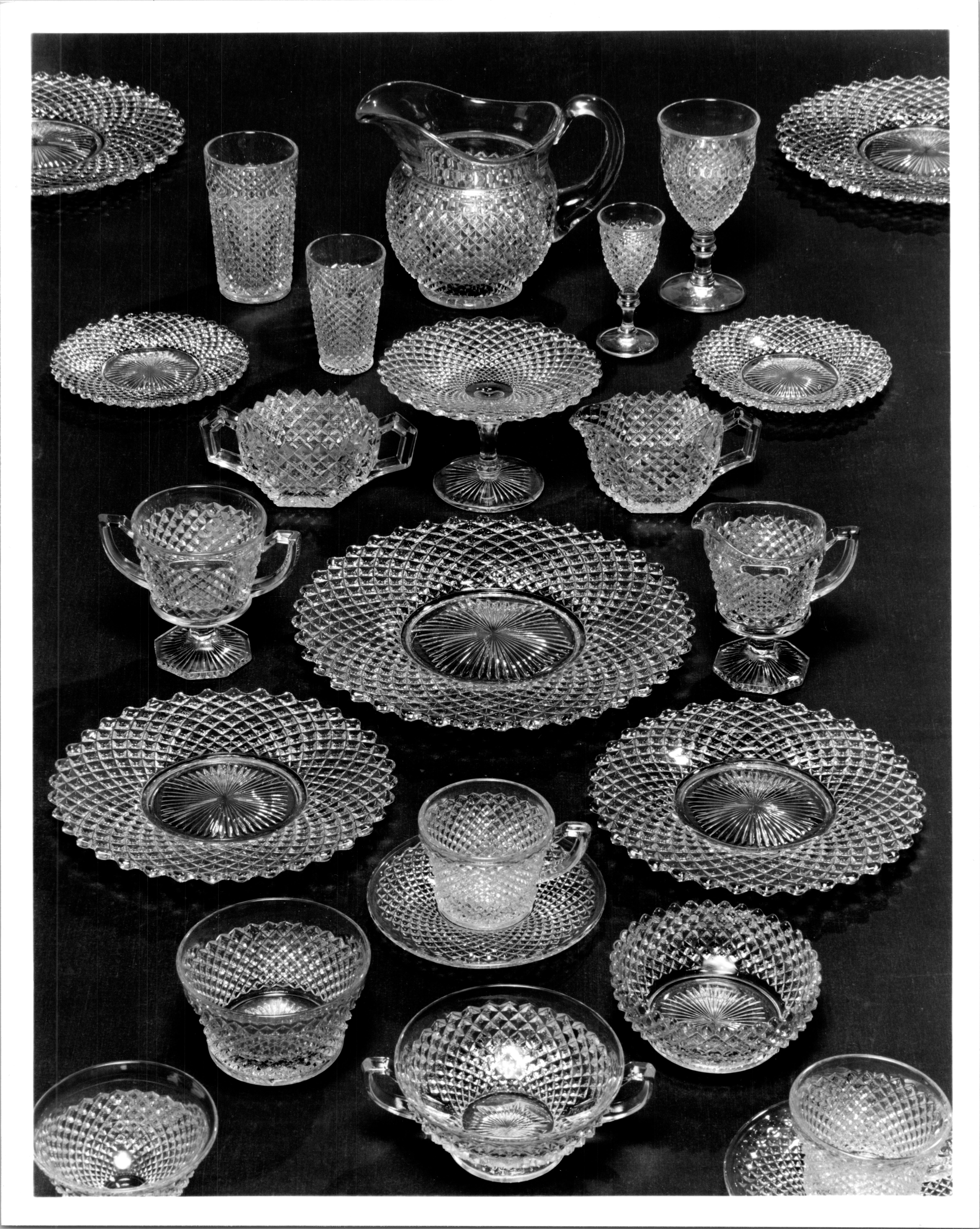 English Hobnail Assortment of Clear Glass for Advertisement