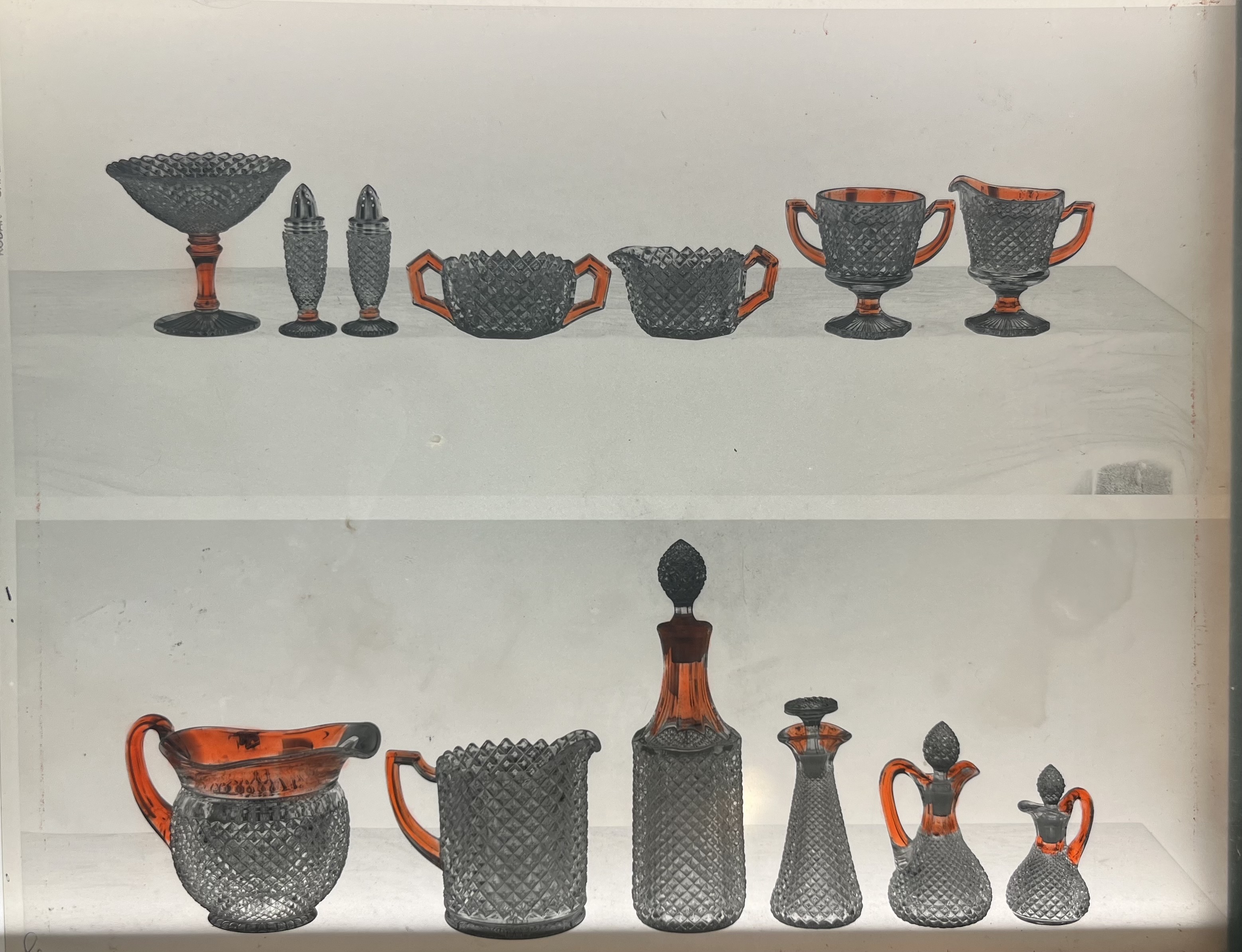 English Hobnail Assortment of Clear Glass with Ruby Stain for Advertisement #14