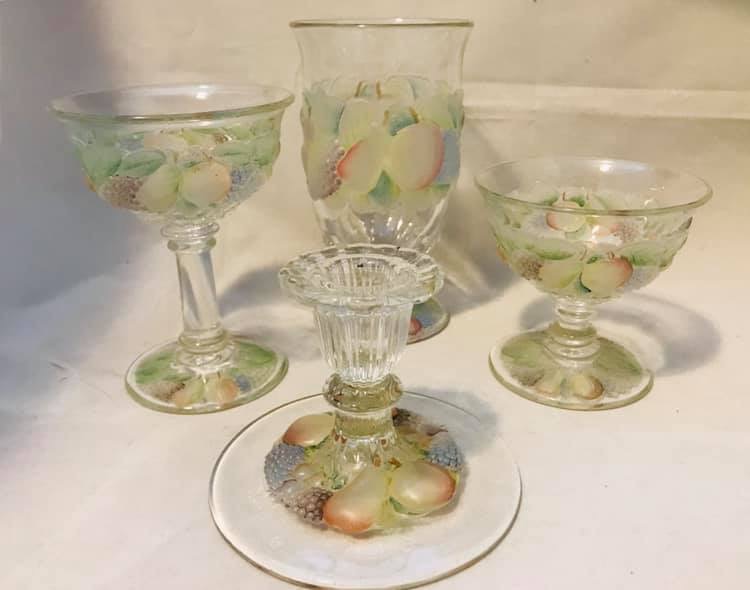 Della Robia Stemware Goblet and Candlestick with Stain