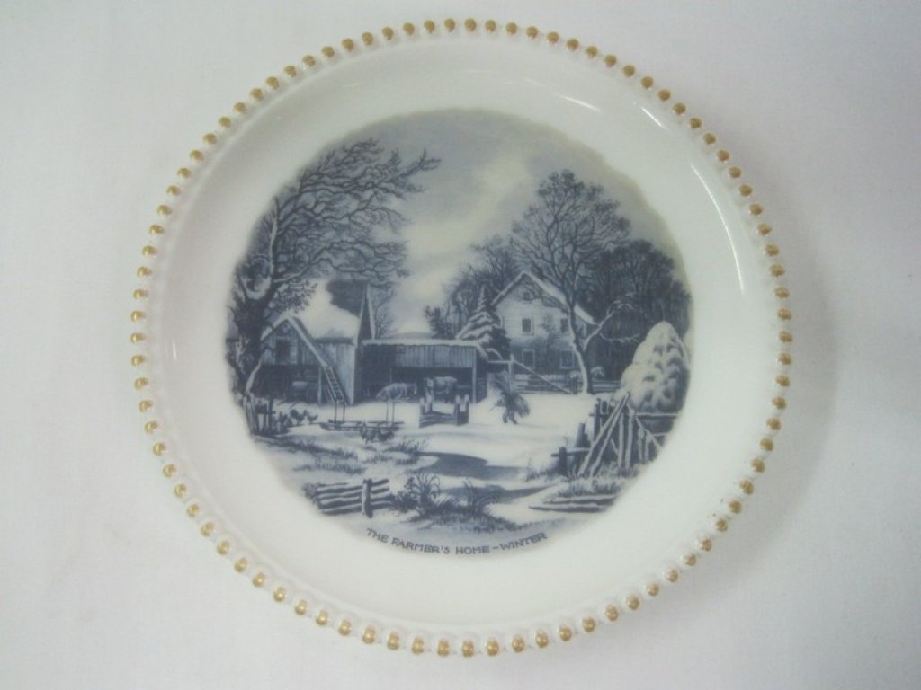 Beaded Edge Plate with the Farmer's Home - Winter Scene